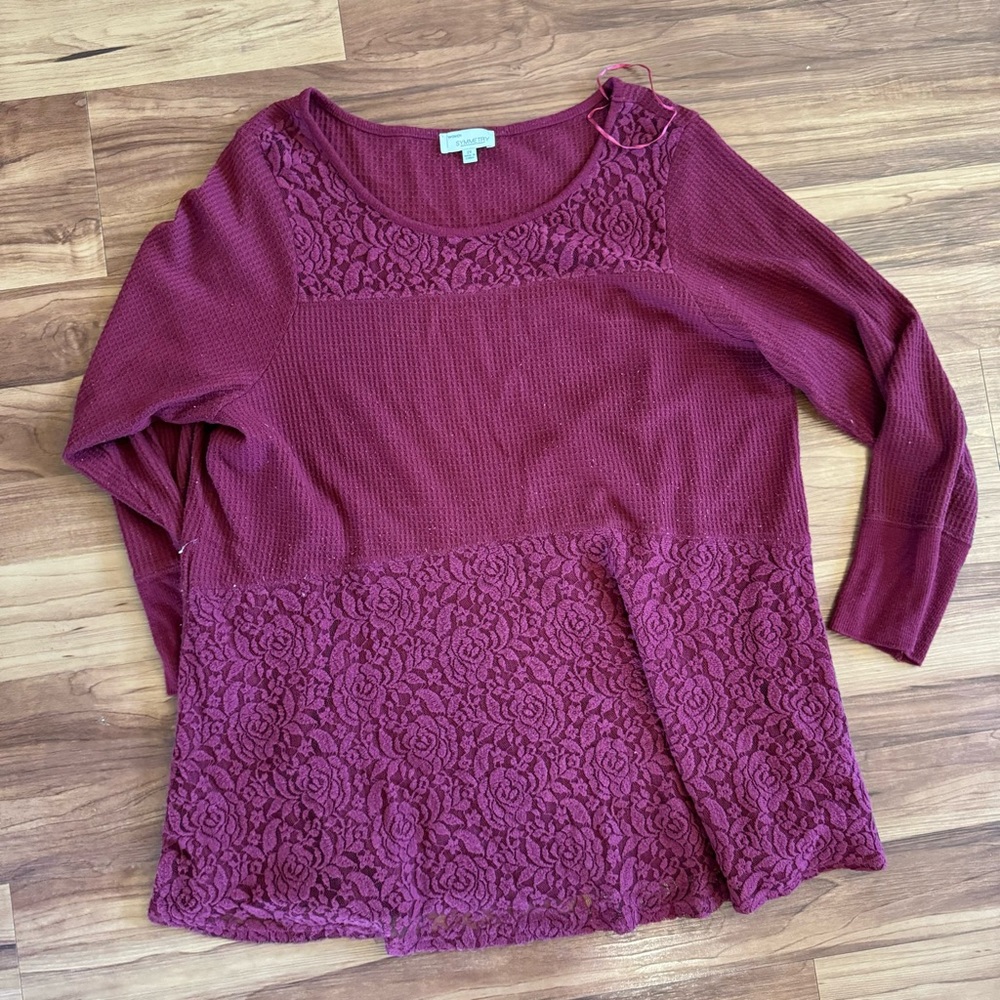 Symmetry Blouse, Waffle knit & lace